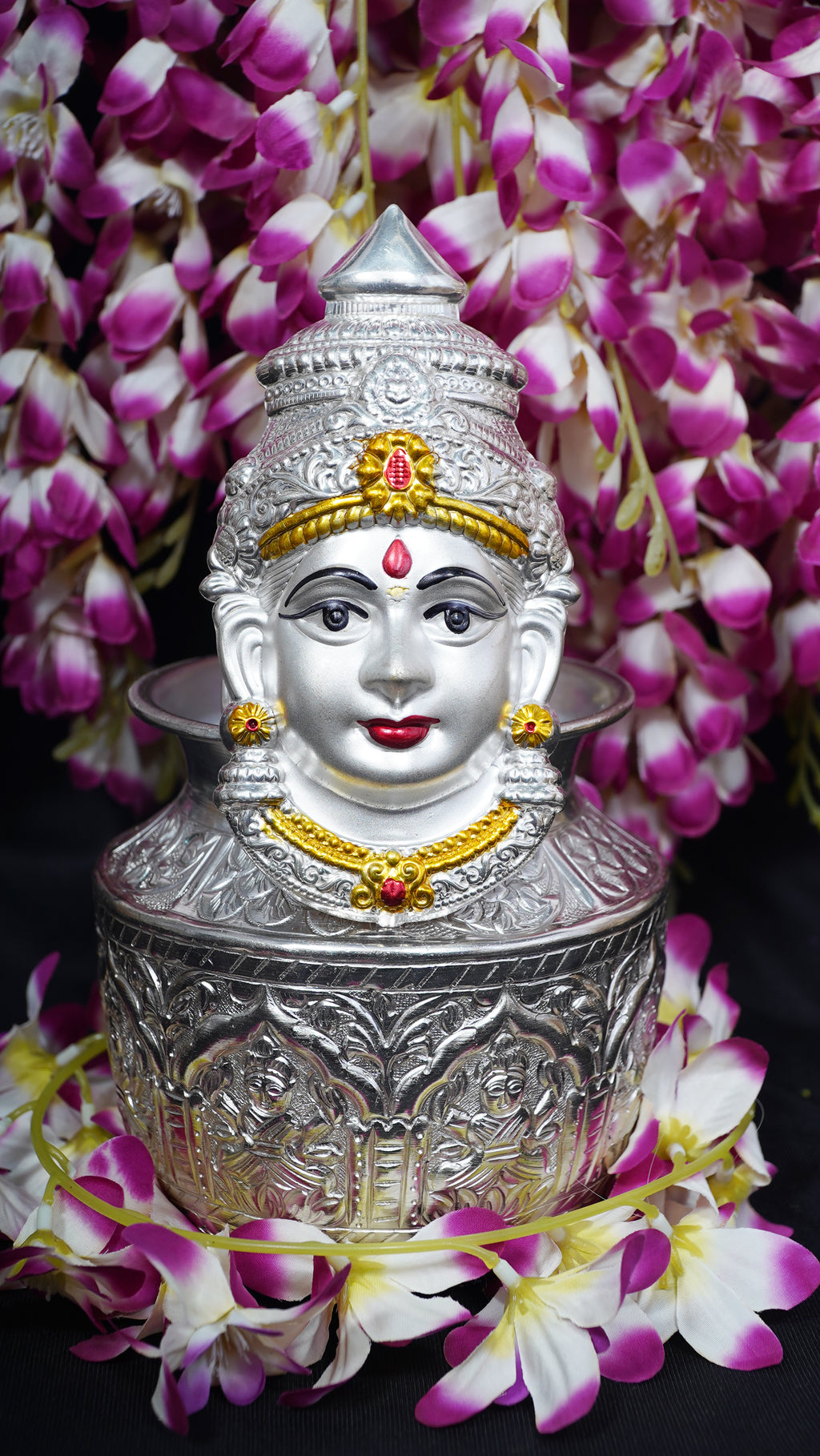 Combo - Ashta Lakshmi Kalash 6" + Lakshmi Mata Face 7" + Pooja Thali Set