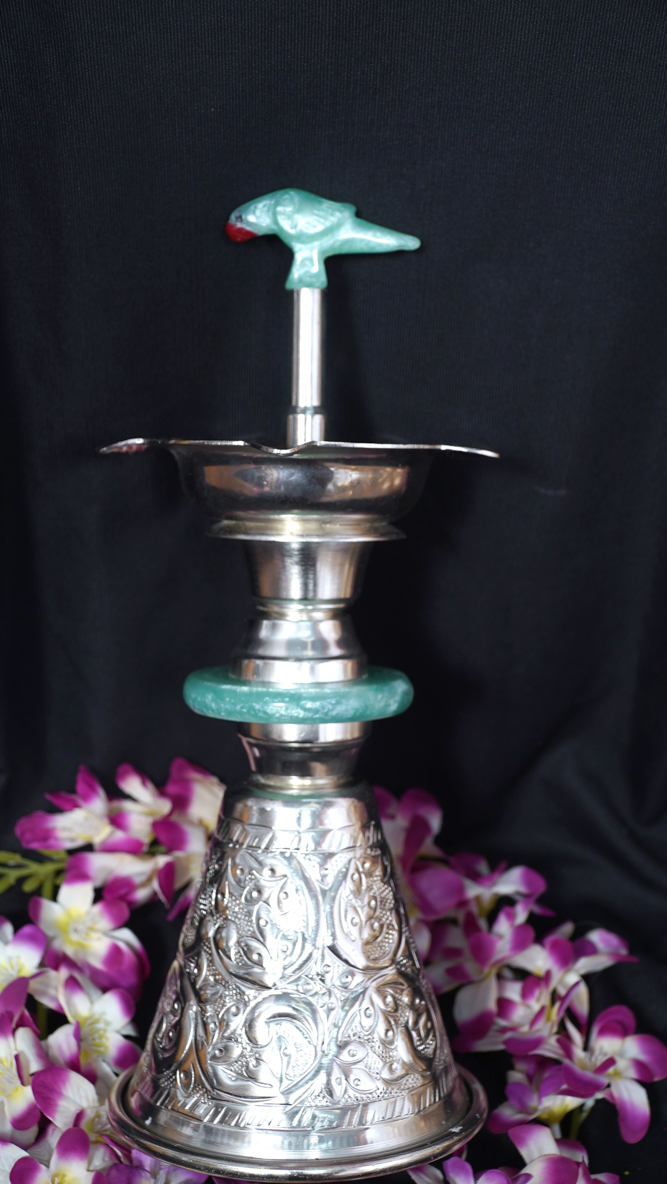 Combo - Parrot Diya 12" + Pooja Thali Set