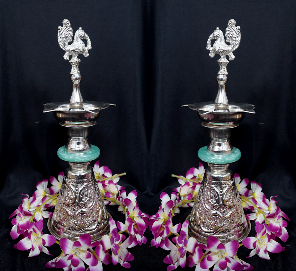Peacock Diya Pair | 14 inch