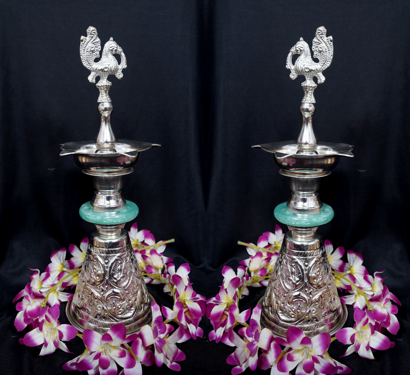 Peacock Diya Pair | 14 inch