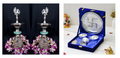Combo - Peacock Diya 14" + Pooja Thali Set