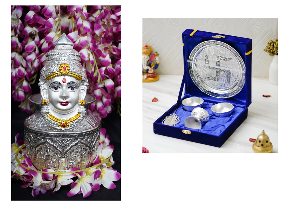 Combo - Ashta Lakshmi Kalash 6" + Lakshmi Mata Face 7"